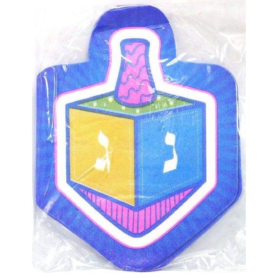 10 DREIDEL SHAPED PAPER NAPKINS DESIGN BLUE