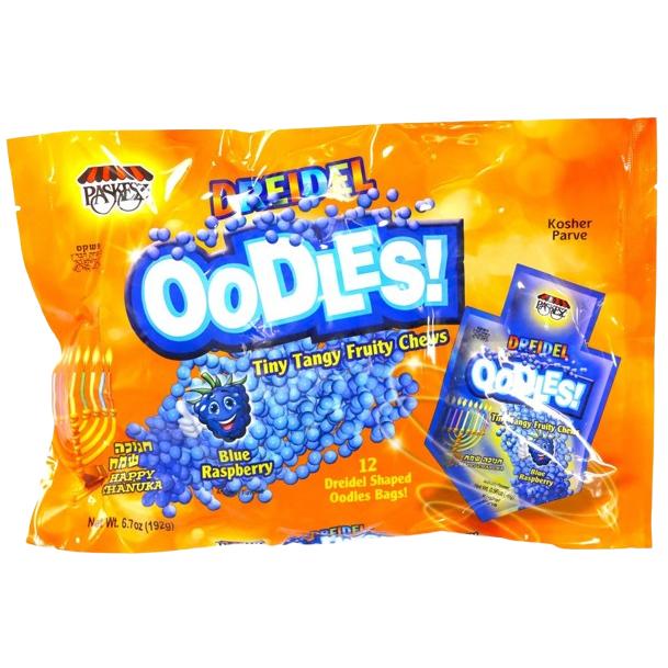 DREIDEL OODLES! RASPBERRY 12 X 16 G FAMILY BAG KOSHER CANDY CHANUKKAH