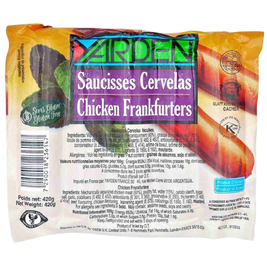 GLATT KOSHER CHICKEN FRANKFURTER KRANZ 420 GR.