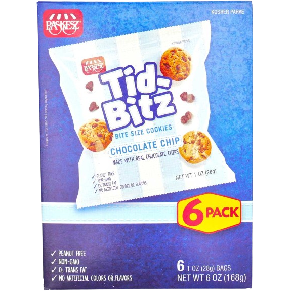 KOSHER BIT SIZE CHOCOLATE CHIP COOKIES PASKEZ 6 X 28 GR.