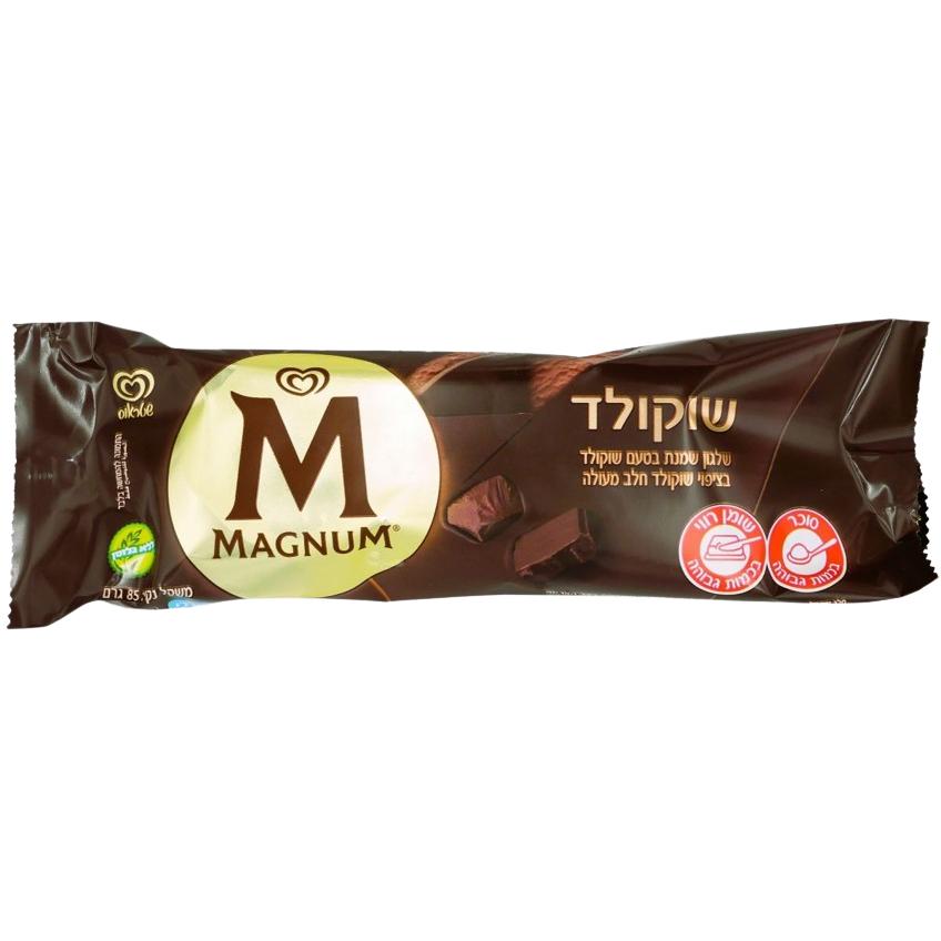 KOSHER CHOCOLATE MAGNUM ICE CREAM DAIRY CHOLOV ISROEL 85 GR.