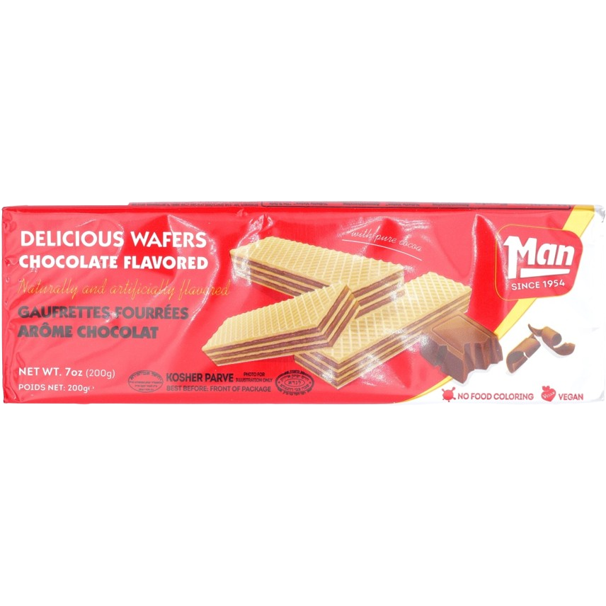 KOSHER CHOCOLATE WAFERS FLAVORED MAN 200 GR.
