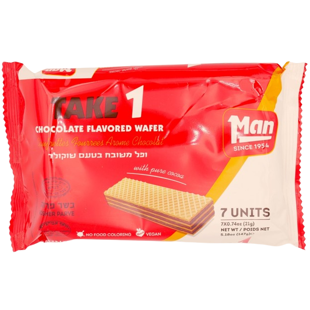 KOSHER CHOCOLATE WAFERS TAKE 1 MAN 7 UNITS X 21 GR.