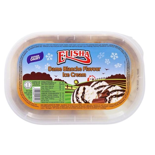 KOSHER DAIRY DAME BLANCHE ICE CREAM CHOLOV ISROEL ELISHA 1 LT.