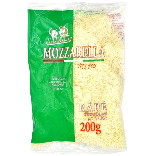 KOSHER GRATED MOZZARELLA CHEESE MK 200 GR.