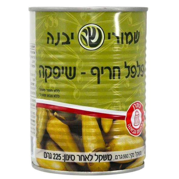 KOSHER GREEN HOT PEPPERS IN BRINE K.Y. 560 GR.