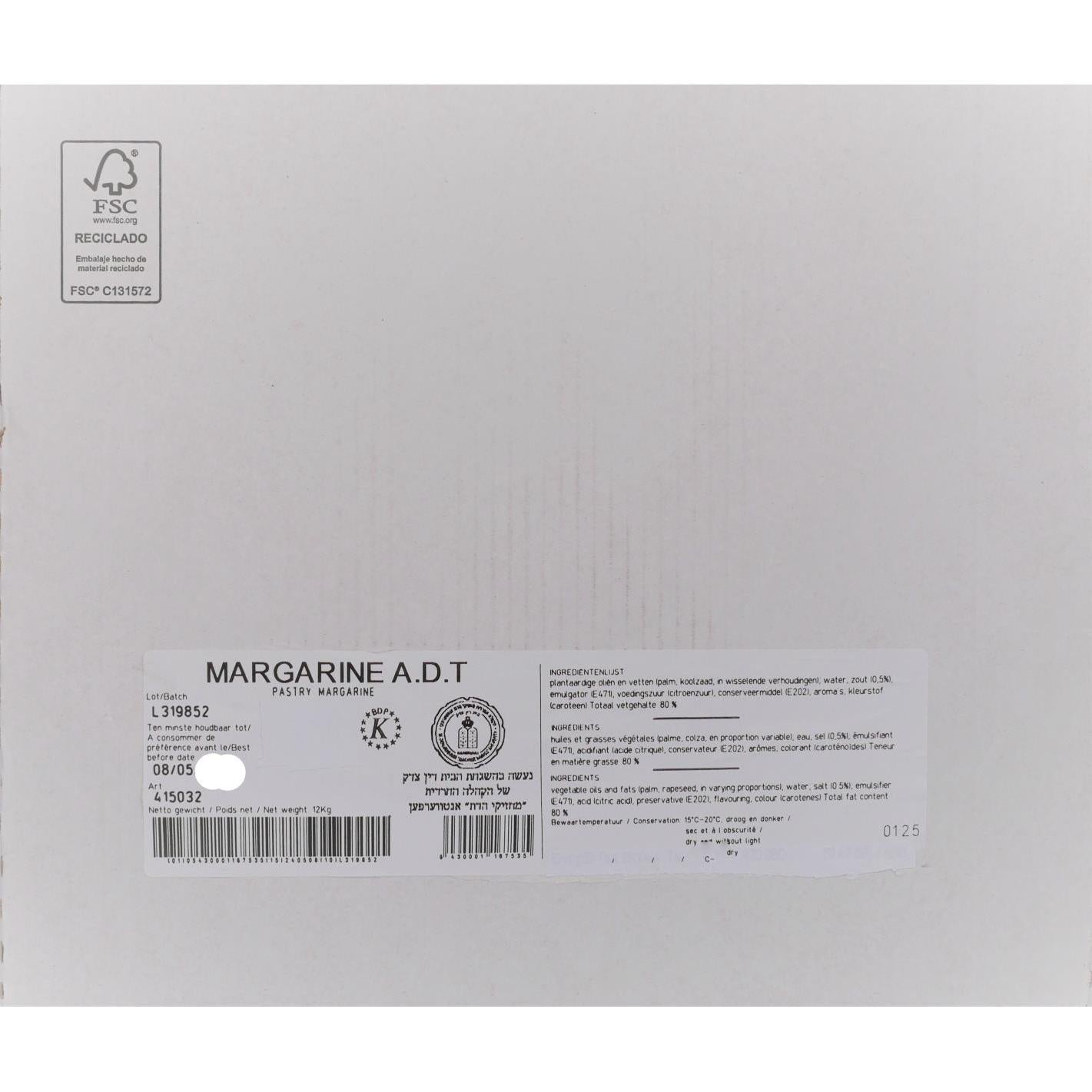 KOSHER MARGARINE ADIET PASTRY 6 X 2 KG.