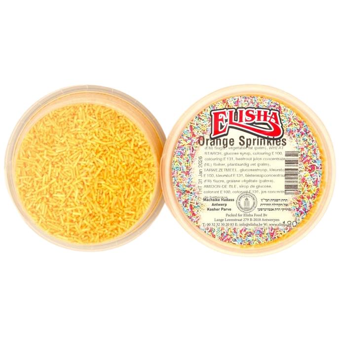 KOSHER ORANGE SPRINKLES ELISHA 120 GR. CAKE DECORATION