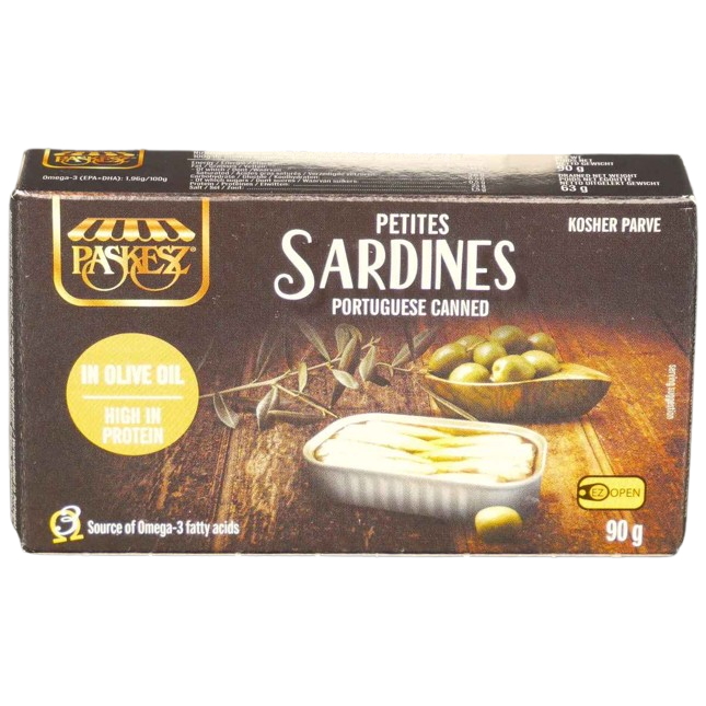 KOSHER PETIT SARDINES PORTUGUESE IN OLIVE OIL 90 GR.