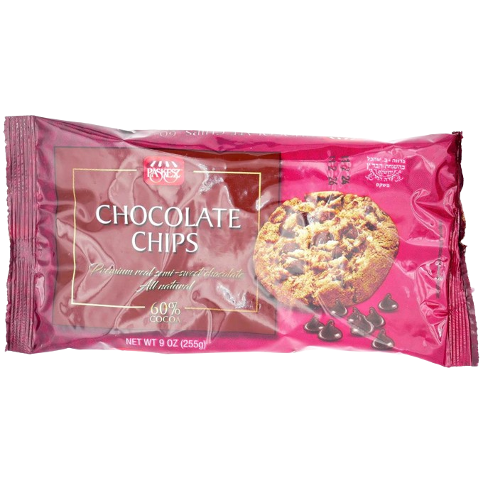KOSHER PREMIUM CHOCOLATE CHIPS 60% PASKESZ 255 GR.
