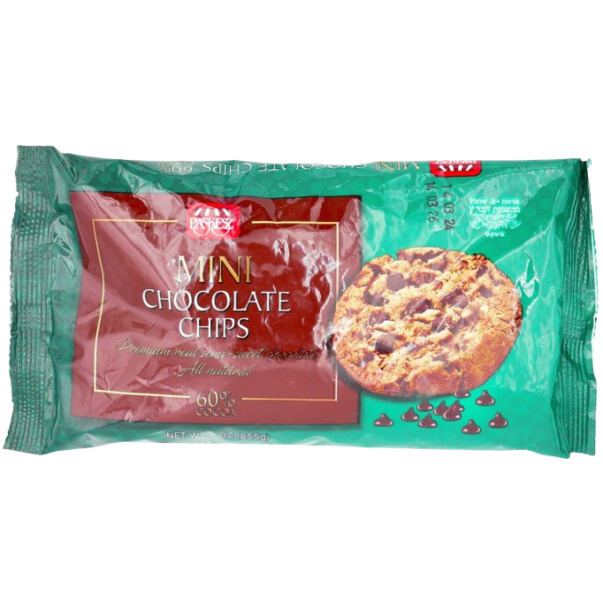 KOSHER PREMIUM MINI CHOCOLATE CHIPS 60% PASKESZ 255 GR.