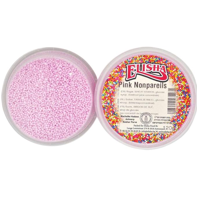 KOSHER ROUND PINK SPRINKLES ELISHA 120 GR. CAKE SUGAR DECORATIONS