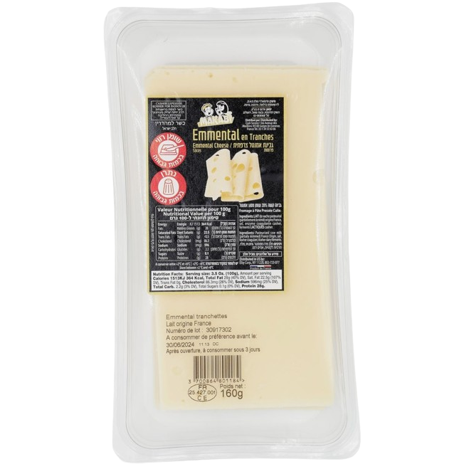 KOSHER SLICED EMMENTAL CHEESE MK 160 GR.