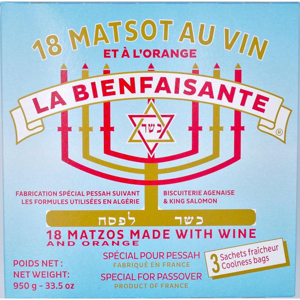 KOSHER THICK MATSOT WINE & ORANGE LA BIENFAISANTE 900 GR.