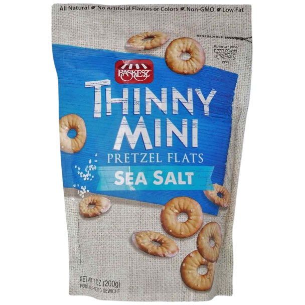 KOSHER THINNY MINI PRETZELS FLAT SEA SALT 200 GR.