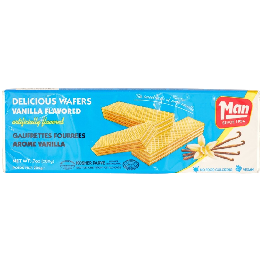 KOSHER VANILLA FLAVOURED WAFERS MAN 200 GR.