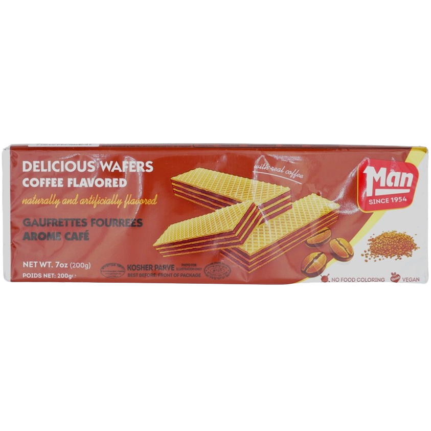 KOSHER WAFERS COFFEE FLAVORED MAN 200 GR.