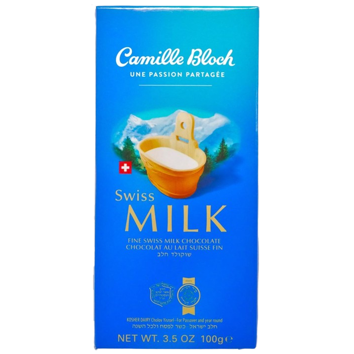 SWISS MILK CAMILLE BLOCH KOSHER SWISS CHOCOLATE 100 GR.