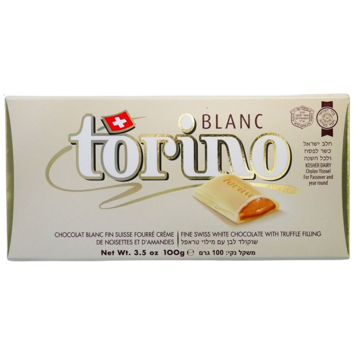 TORINO BLANC CAMILLE BLOCH KOSHER SWISS CHOCOLATE 100 GR.