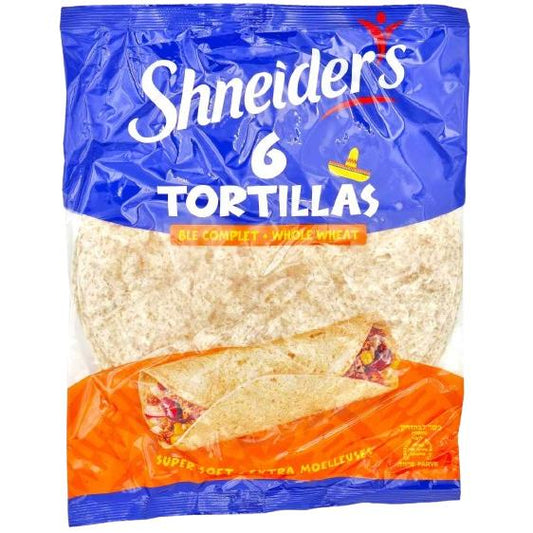 6 KOSHER TORTILLA WRAPS WHOLE WHEAT 23 cm 360 GR.