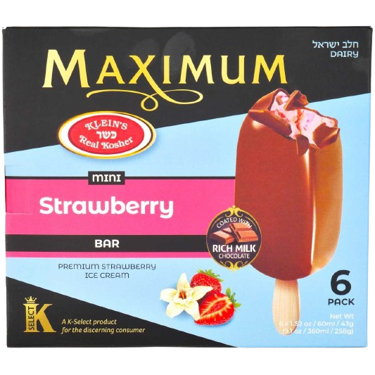 6 X MINI KOSHER CHOCOLATE STRAWBERRY ICE CREAM