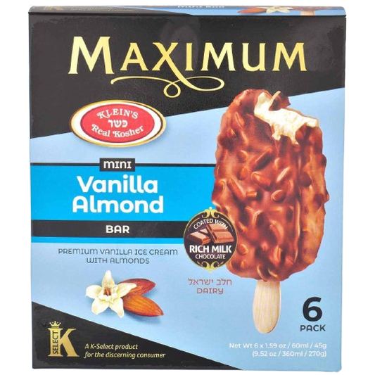 6 X MINI KOSHER VANILLA ALMOND ICE CREAM 