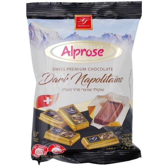 ALPROSE SWISS KOSHER DARK CHOCOLATE NAPOLITAINS 150 GR.