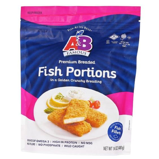 
A&B KOSHER  PREMIUM BREADED HAKE FISH WILD CATCH PORTION 400 GR.
