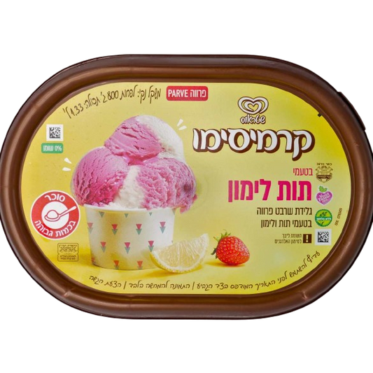 CREMISSIMO KOSHER STRAWBERRY AND LEMON KOSHER  ICE CREAM 800 GR.