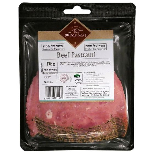 GLATT KOSHER BEEF PASTRAMI PRIME CUT 110 GR. 