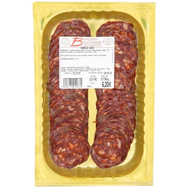 GLATT KOSHER CHORIZO BEEF SALAMI 130 GR.