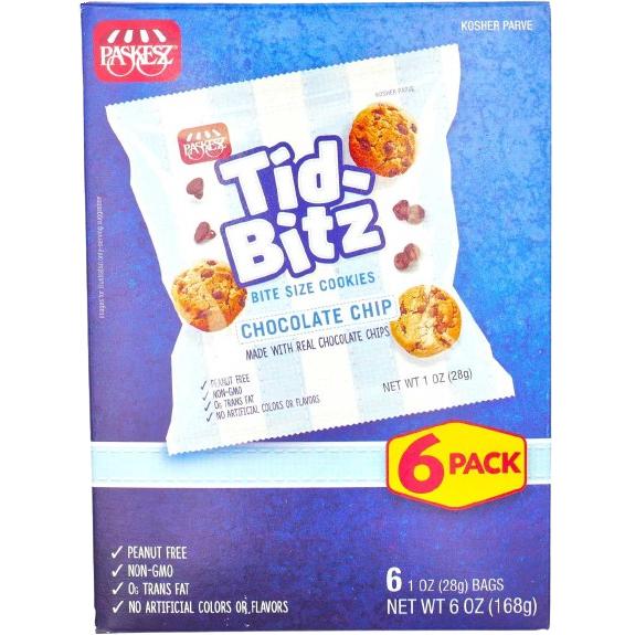 KOSHER BIT SIZE CHOCOLATE CHIP COOKIES PASKEZ 6 X 28 GR.
