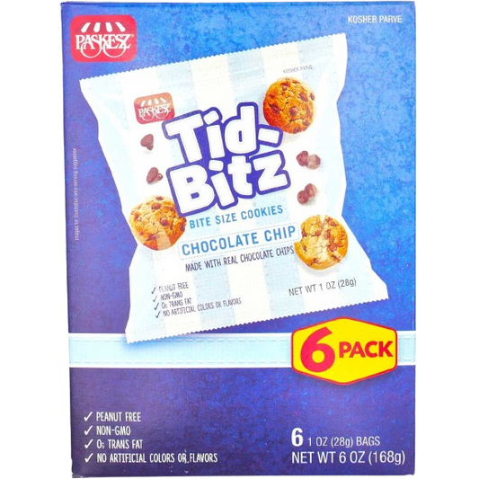 KOSHER BIT SIZE CHOCOLATE CHIP COOKIES PASKEZ 6 X 28 GR.