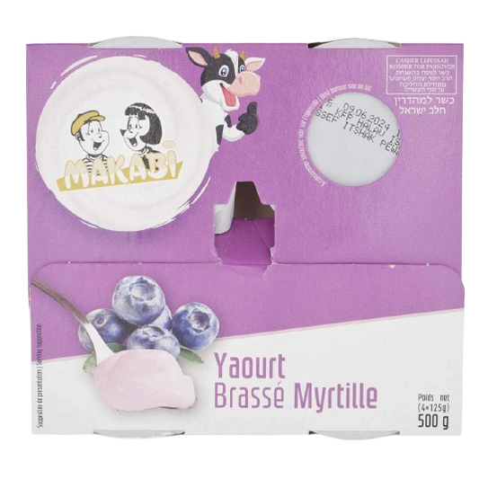 KOSHER BLUEBERRY YOGURT MK 4 X 125 GR.