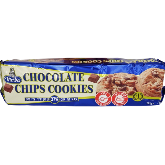 KOSHER CHOCOLATE CHIP COOKIES MERBA DAIRY CHALAV STAM 225 GR.