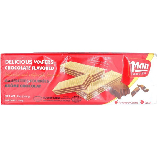 KOSHER CHOCOLATE  WAFERS FLAVORED MAN 200 GR.