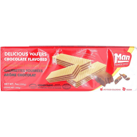 KOSHER CHOCOLATE  WAFERS FLAVORED MAN 200 GR.