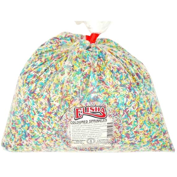 KOSHER COLOURED SPRINKLES ELISHA 1.5 KG SUGAR DECORATIONS FOR CAKES