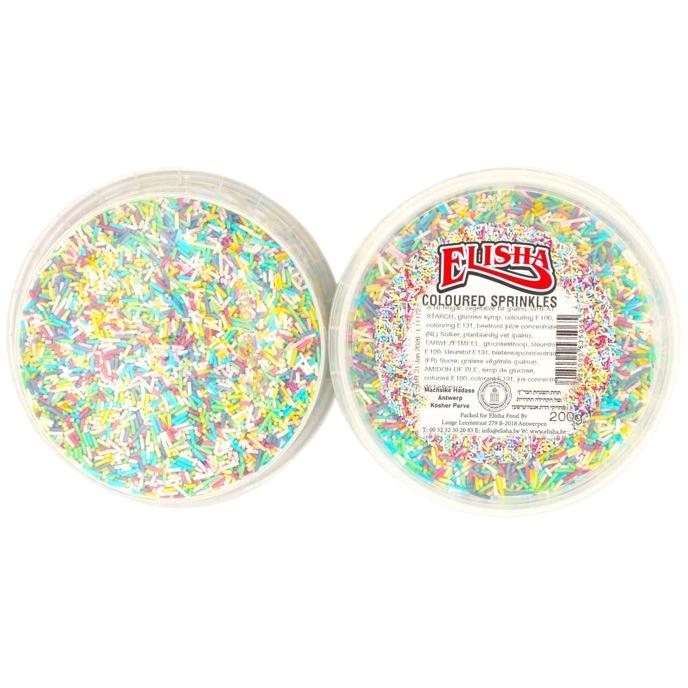KOSHER COLOURED SPRINKLES ELISHA 120 GR.  SUGAR DECORATIONS FOR CAKES