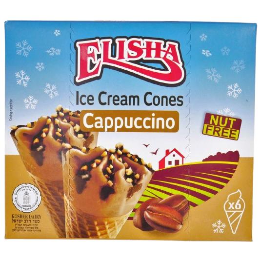 KOSHER DAIRY CAPPUCINO CONE ICE CREAM ELISHA 6 X 72 GR.