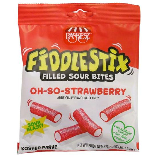 KOSHER FIDDLESTIIX OH-SO-STRAWBERRY SOUR BITES PASKESZ 125 GR.