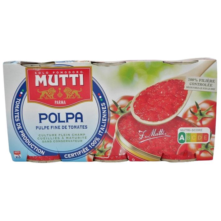 KOSHER FINE TOMATO PULP  MUTTI KLP 3 X 400 GR. (1.2 KG)
