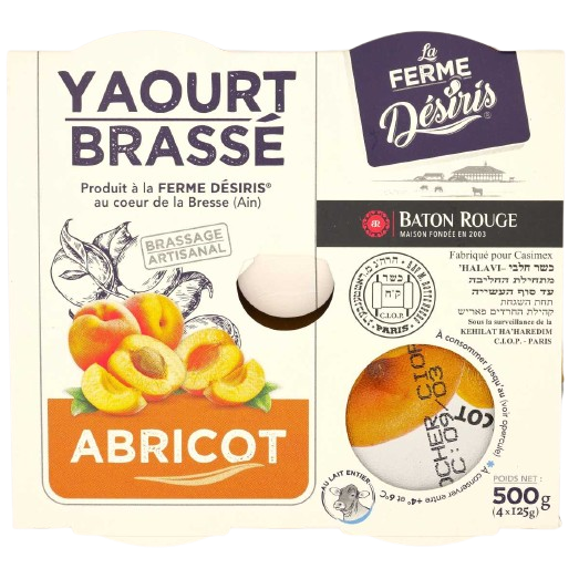 KOSHER GREEK YOGURT APRICOT BR 4 X 125 GR.