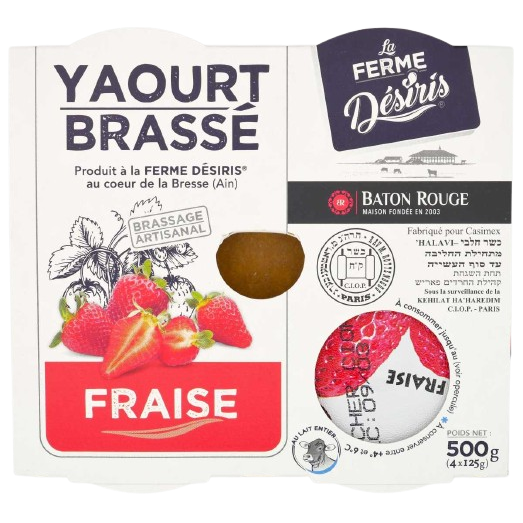 KOSHER GREEK YOGURT STRAWBERRY BR 4 X 125 GR.