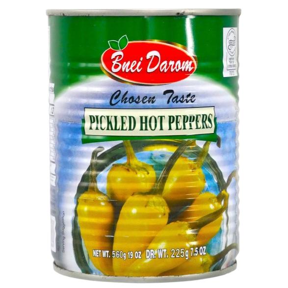 KOSHER GREEN HOT PEPPERS IN BRINE B.D. 560 GR. 
