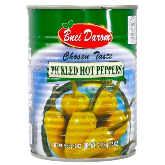 KOSHER GREEN HOT PEPPERS IN BRINE B.D. 560 GR. 