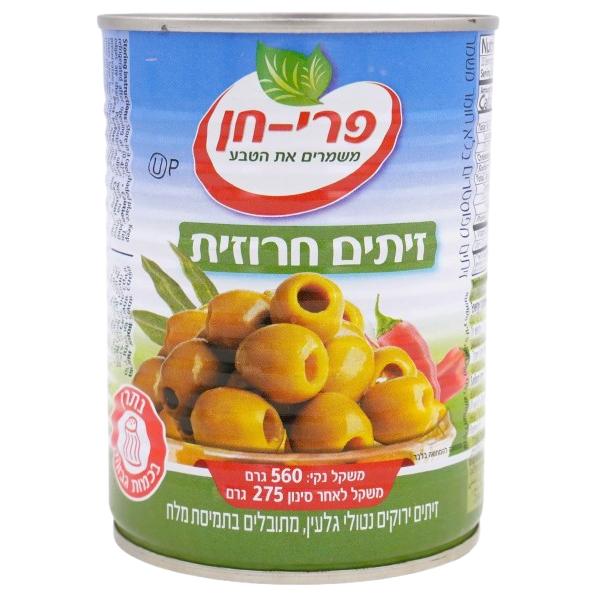 KOSHER GREEN PITTED OLIVES PRI-CHEN 560 GR.