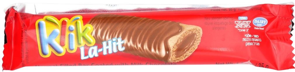 KOSHER KLIK OK LAHIT CHOCOLATE BAR CREAM FILLED 35 GR.