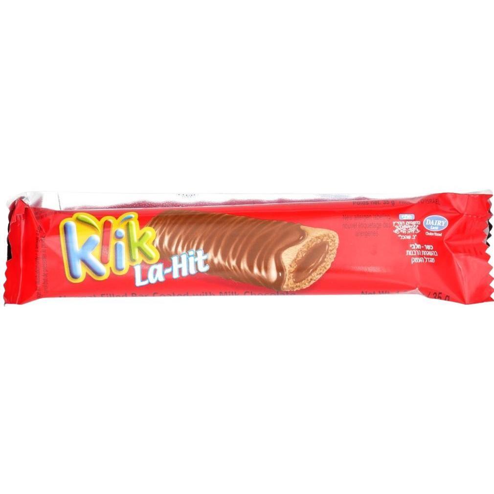 KOSHER KLIK OK LAHIT CHOCOLATE BAR CREAM FILLED KLP 35 GR.