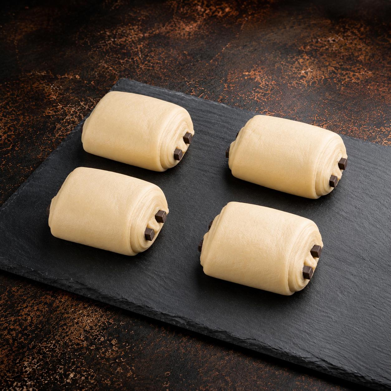 KOSHER PAIN AU CHOCOLATE FROZEN UNBAKED CHOCOLATE CROISSANT  80 GR.
